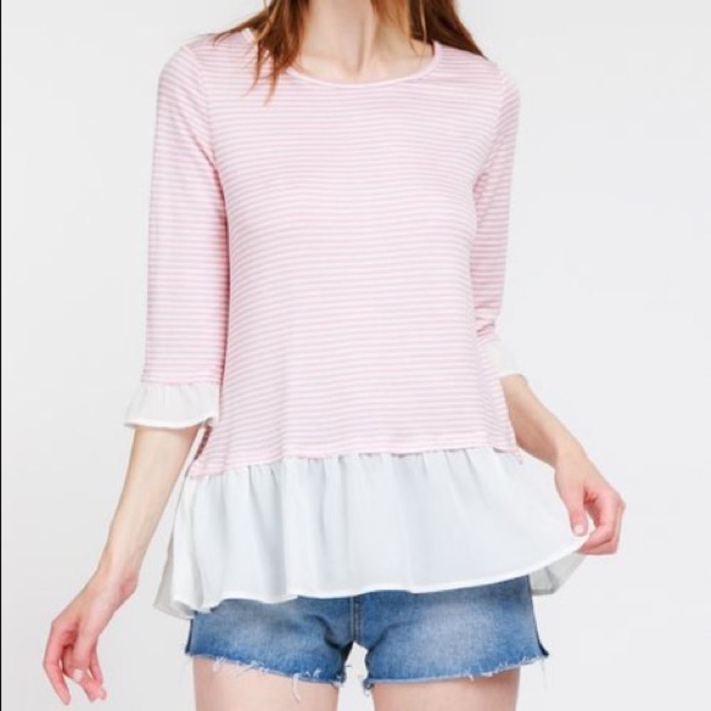 Pink and white striped top